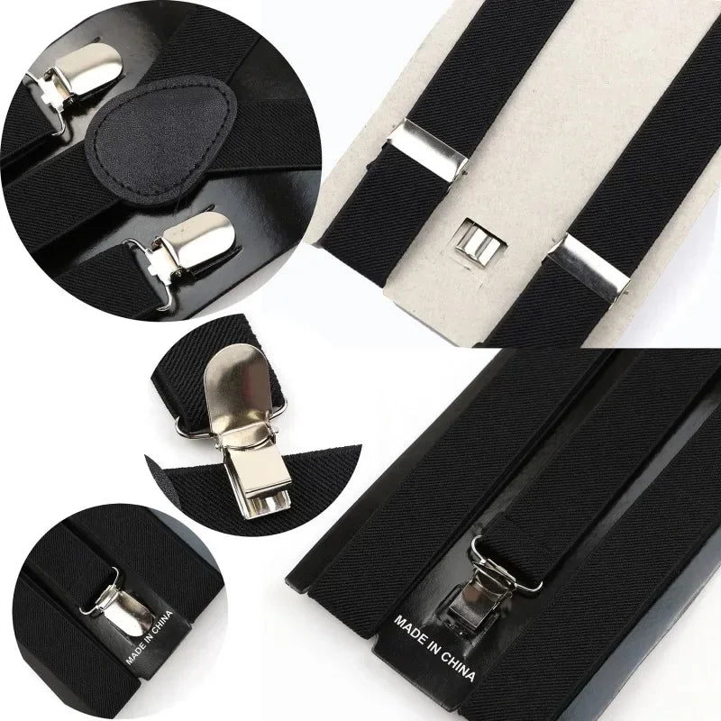 Men's Heavy Duty Suspenders High Elastic Adjustable Braces with 3 Strong Clips for Pants Holder Ideal for Wedding Wear