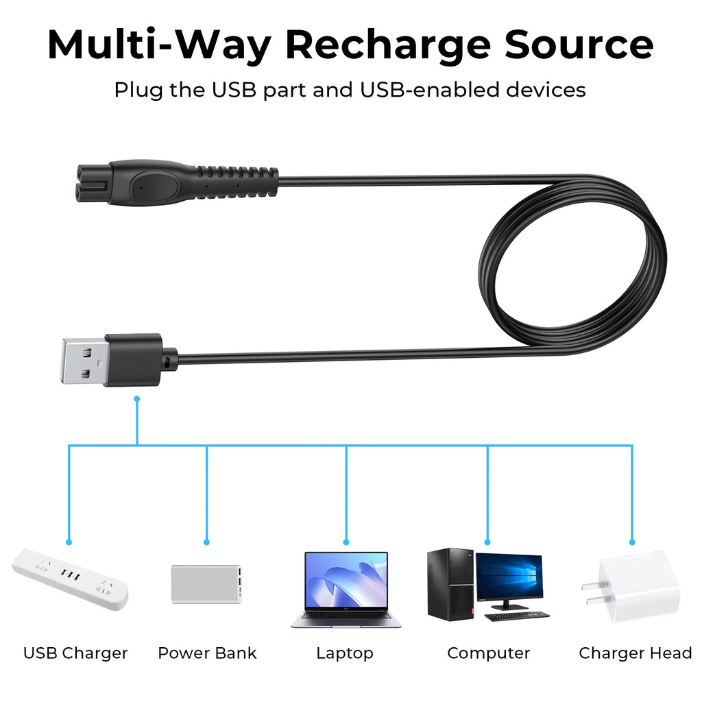 5V 1A Charger Cable For Philips Norelco One Blade QP2724 QP2834 MG5910 MG7910 MG9510 MG9520 PQ888 PQ889/Norelco Shaver 3900